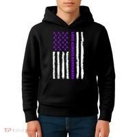 Love Always Remembers Alzheimer's American Flag Kids Hoodie thumb 4