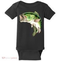 Largemouth Bass Swimming Baby Bodysuit thumb 0