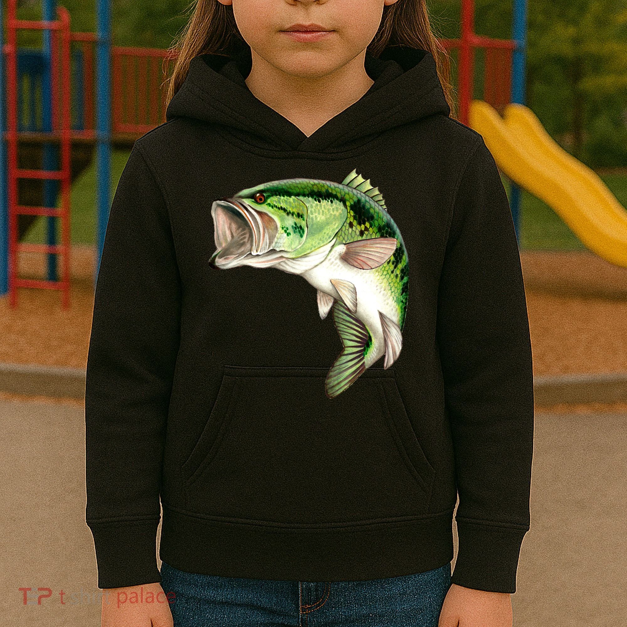Largemouth Bass Swimming Kids Hoodie