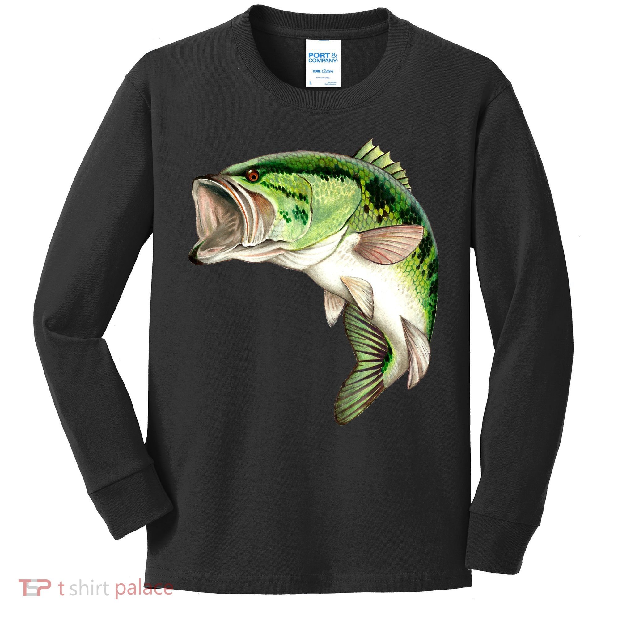 Largemouth Bass Swimming Kids Long Sleeve Shirt