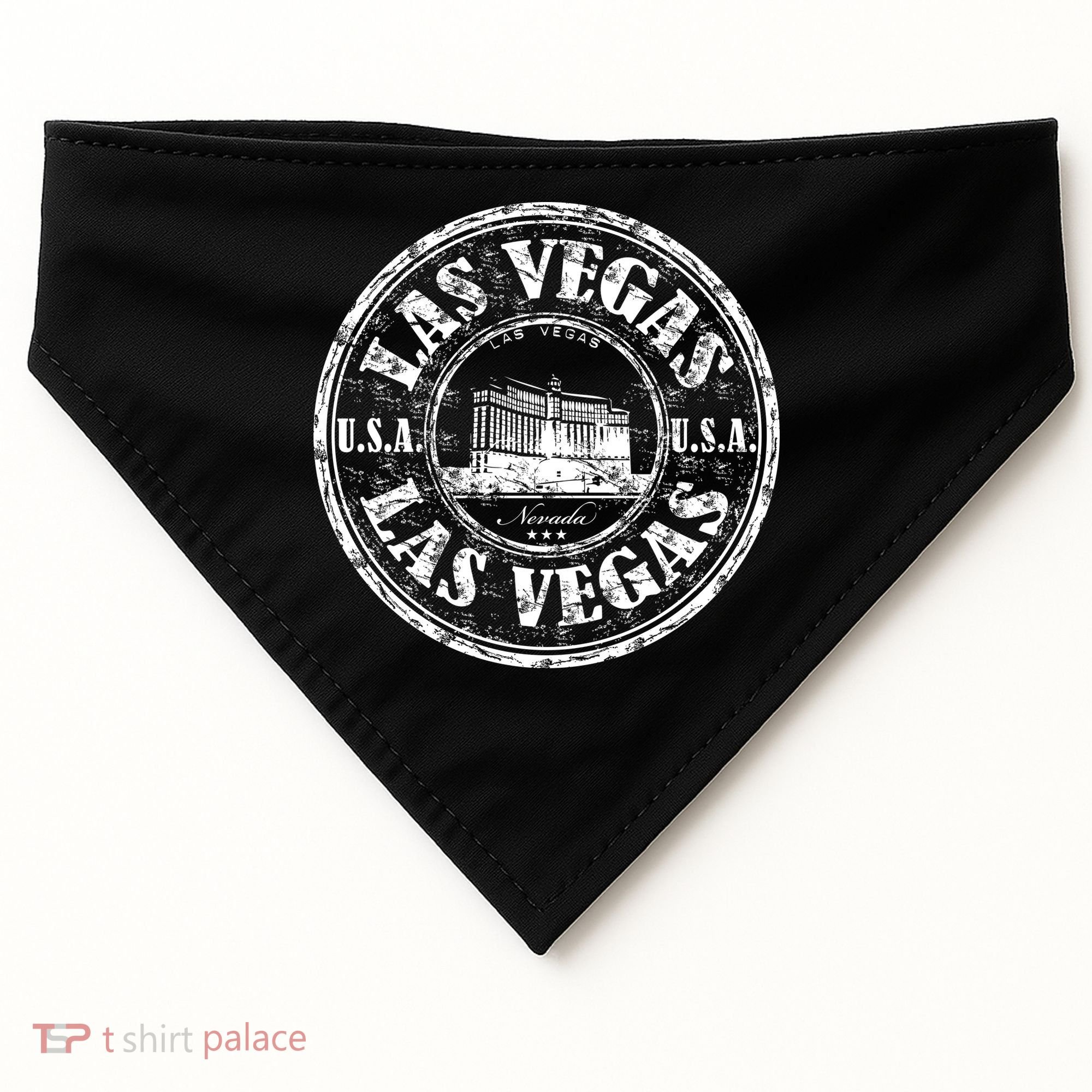 Las Vegas Distressed Circle USA-Made Doggie Bandana
