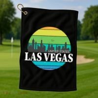 Las Vegas Retro Skyline Golf Towel thumb 1