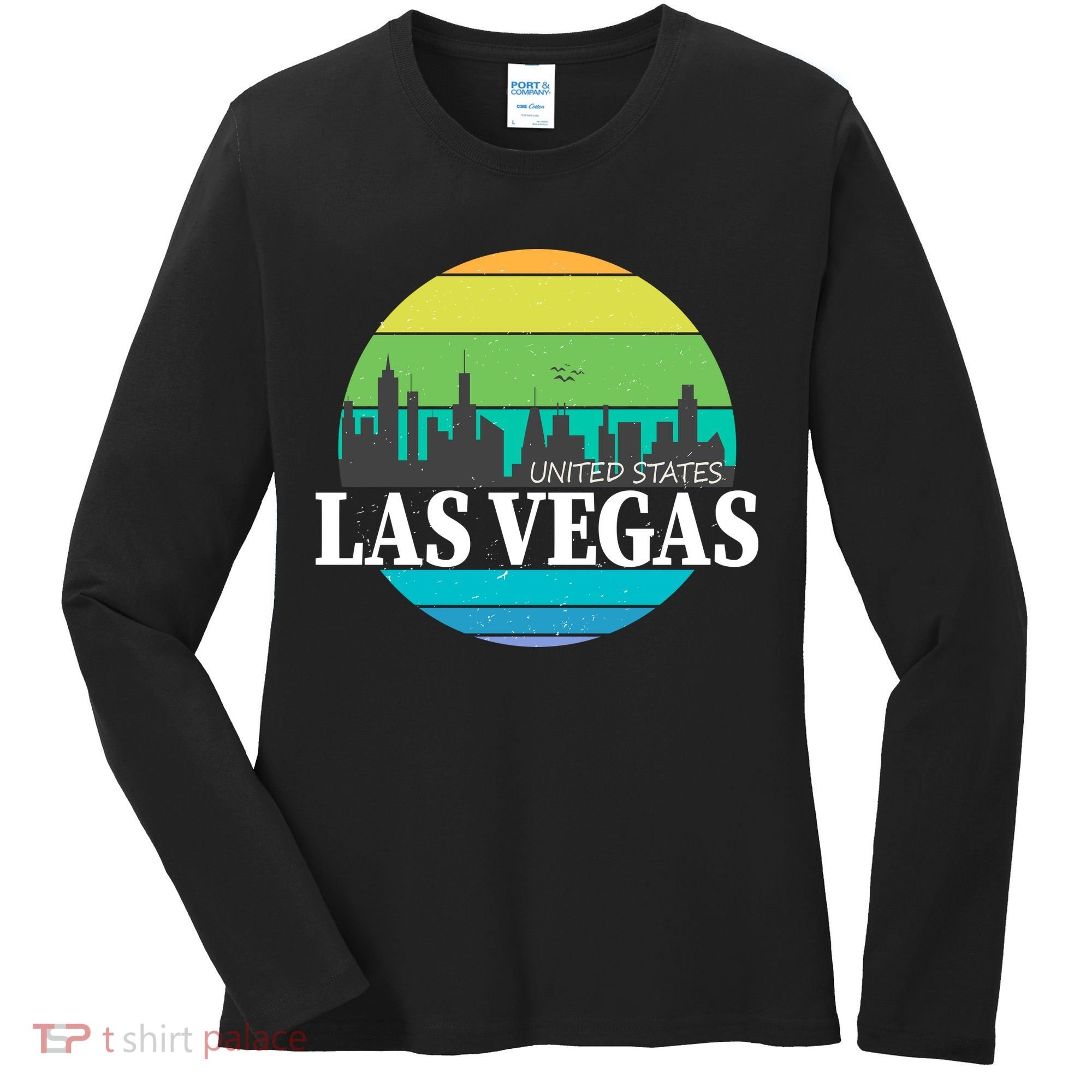 Las Vegas Retro Skyline Women's Long Sleeve Shirt