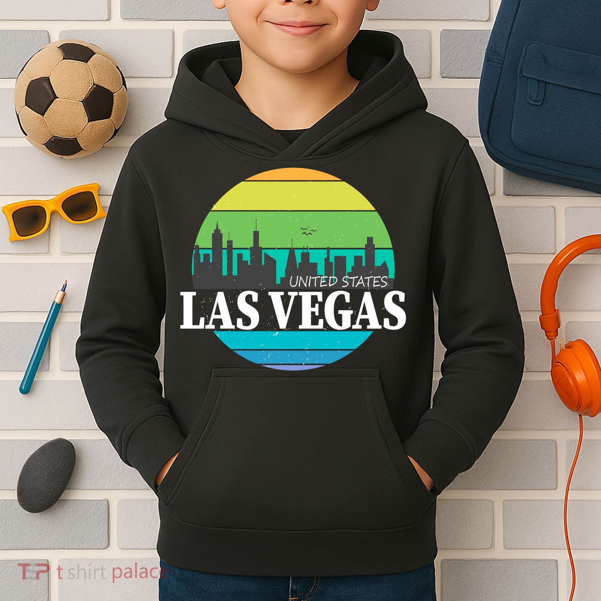 Las Vegas Retro Skyline Kids Hoodie