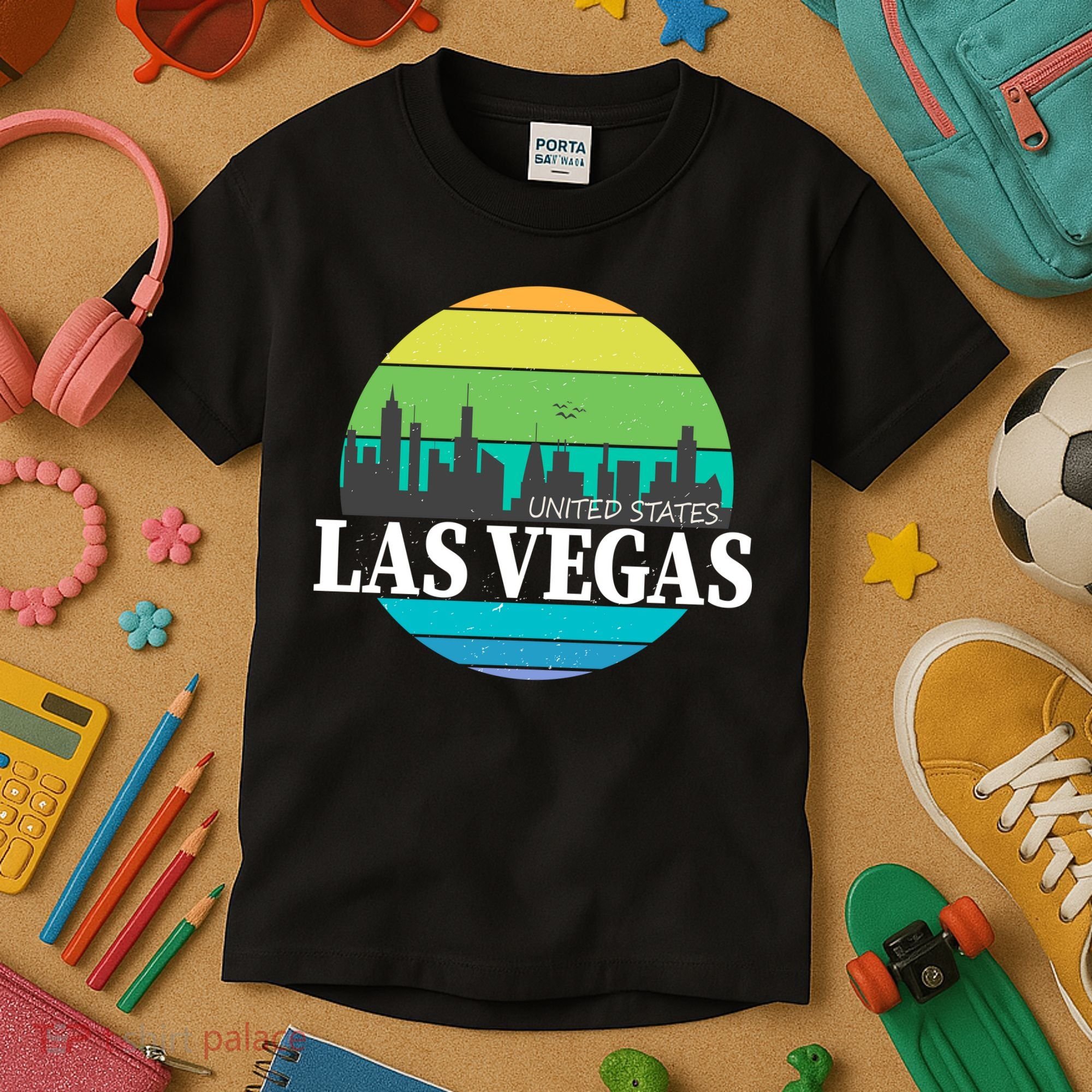Las Vegas Retro Skyline Kids T-Shirt