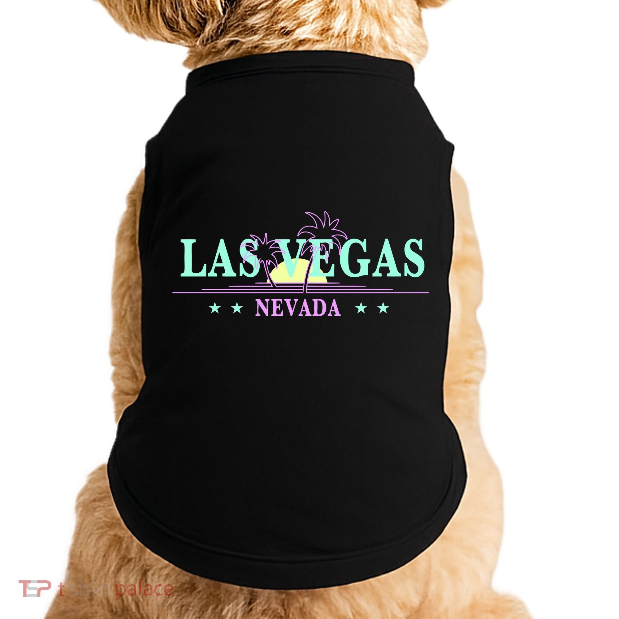 Las Vegas Retro Sunset Palm Trees Doggie Tank