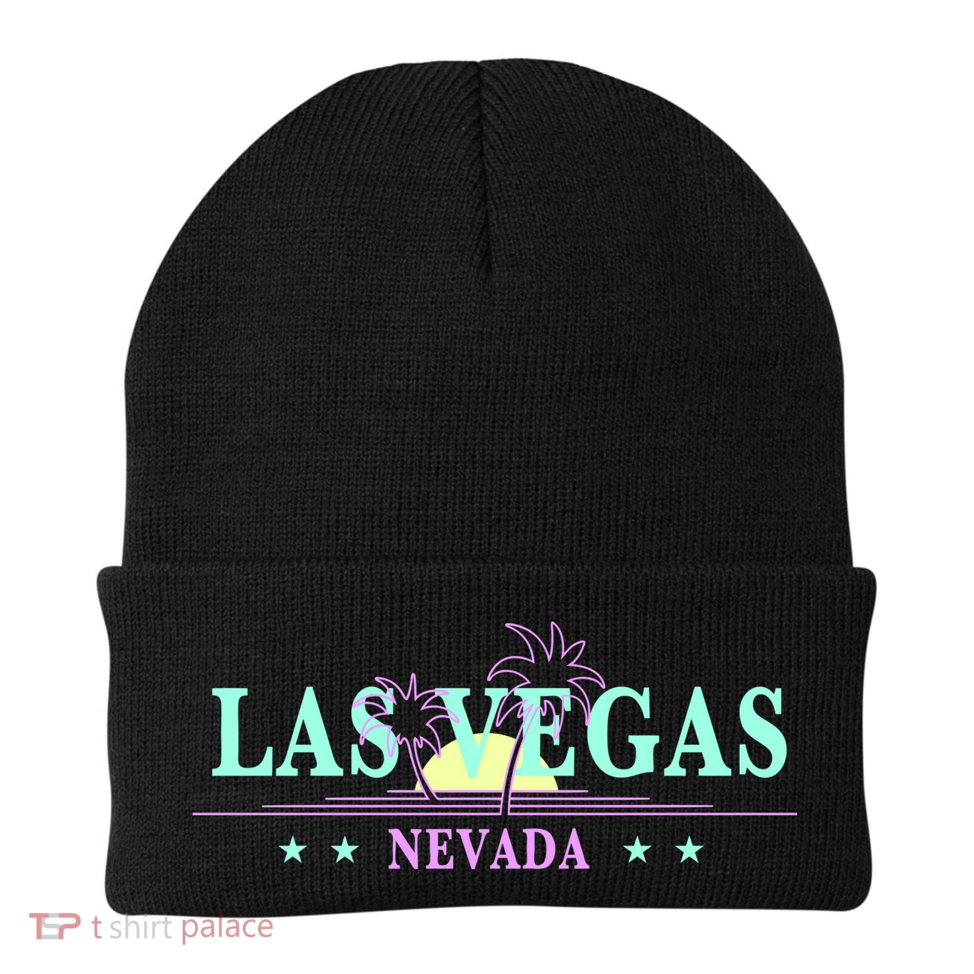 Las Vegas Retro Sunset Palm Trees Beanie