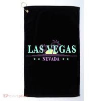 Las Vegas Retro Sunset Palm Trees Golf Towel thumb 0