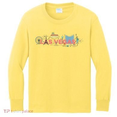 LAS Vegas Sketch Skyline Kids Long Sleeve Shirt