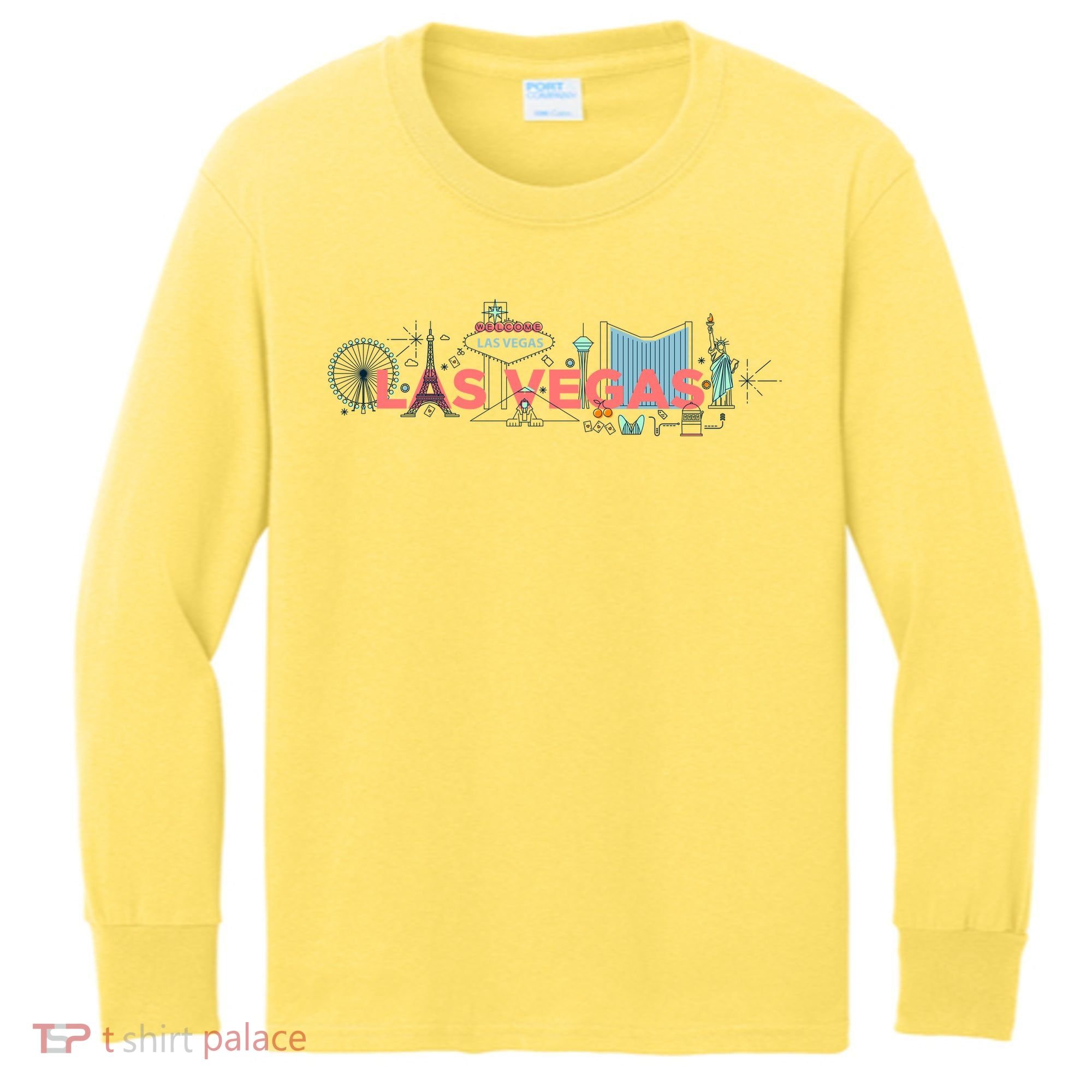 LAS Vegas Sketch Skyline Kids Long Sleeve Shirt