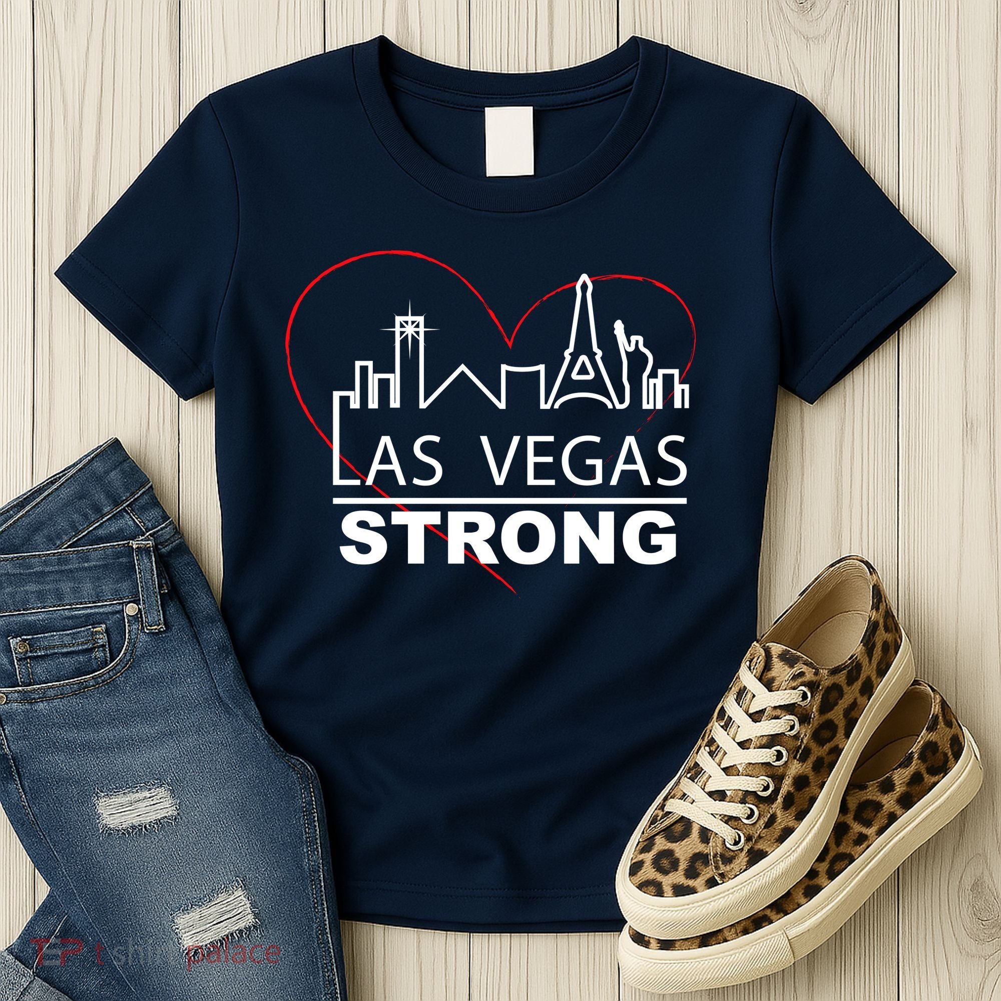 Las Vegas Strong Heart Skyline Women's T-Shirt