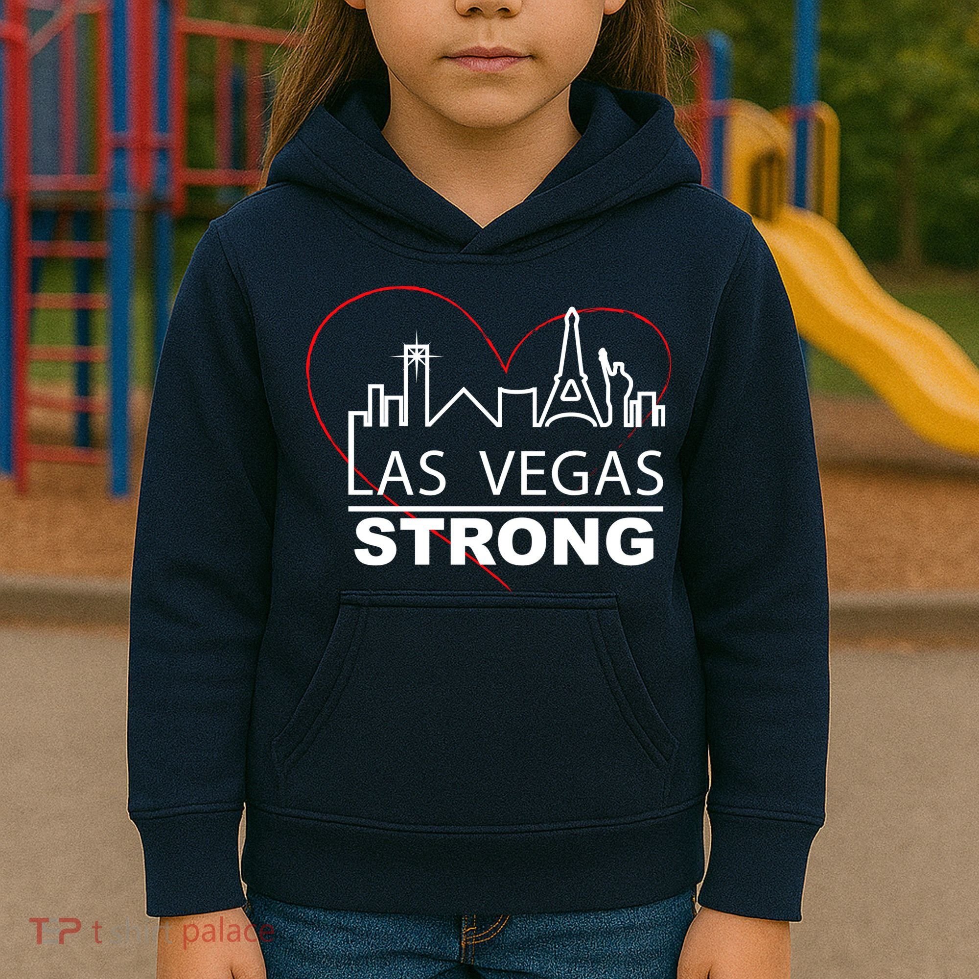 Las Vegas Strong Heart Skyline Kids Hoodie