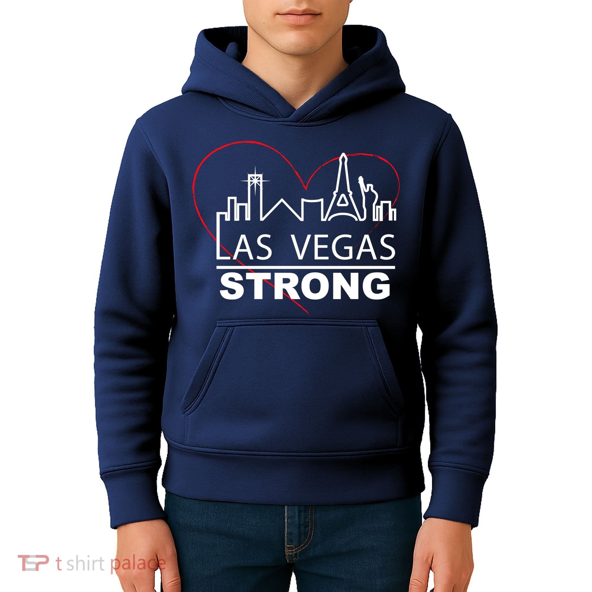 Las Vegas Strong Heart Skyline Kids Hoodie