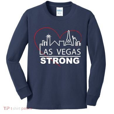 Las Vegas Strong Heart Skyline Kids Long Sleeve Shirt