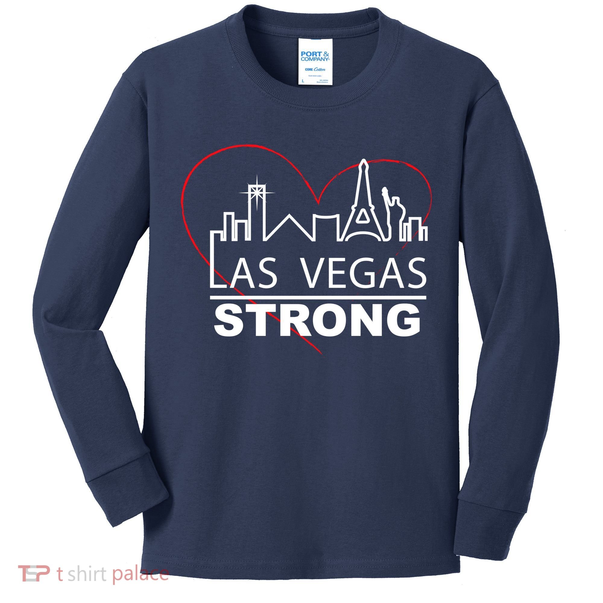 Las Vegas Strong Heart Skyline Kids Long Sleeve Shirt