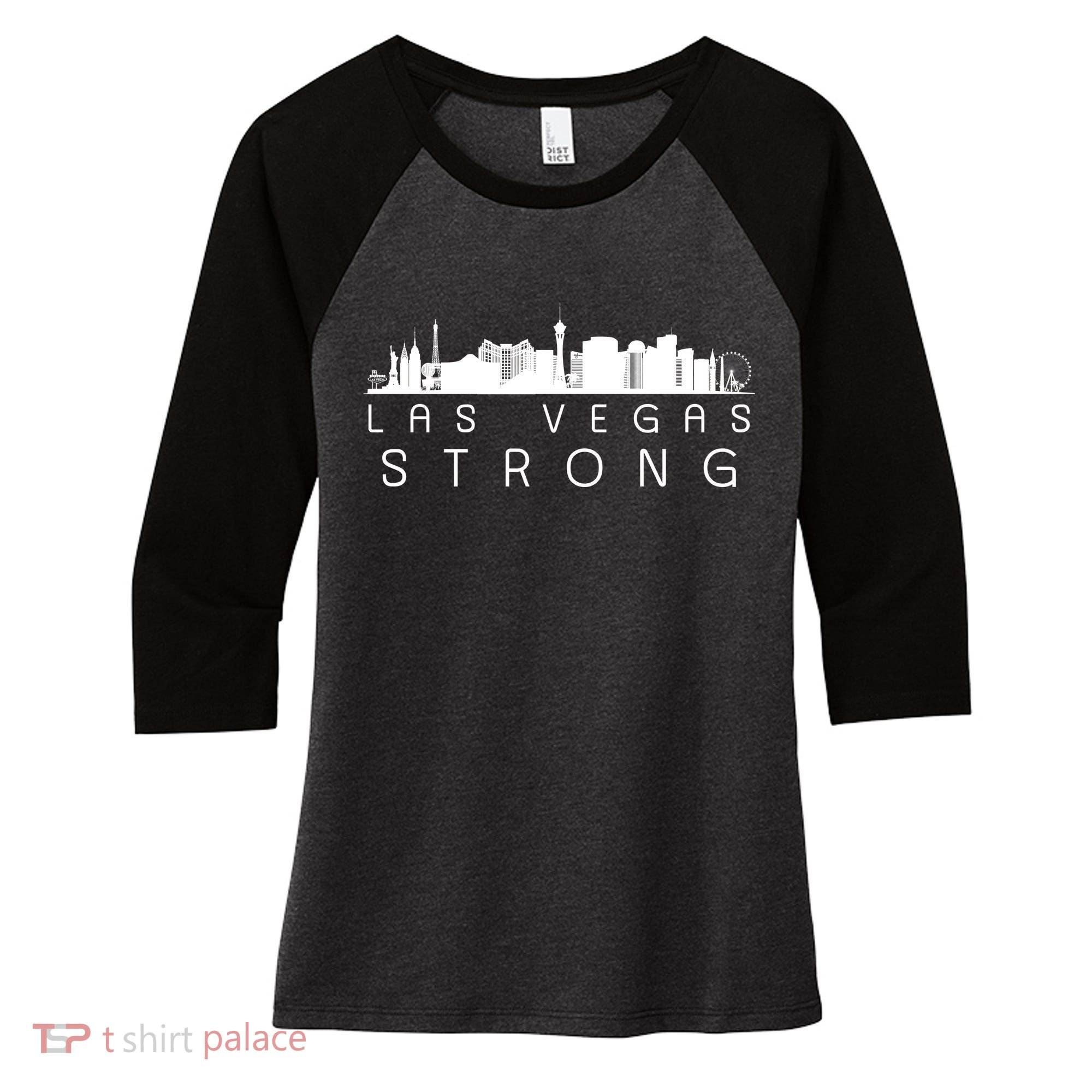 Las Vegas Strong Vegas Skyline Women's Tri-Blend 3/4-Sleeve Raglan Shirt