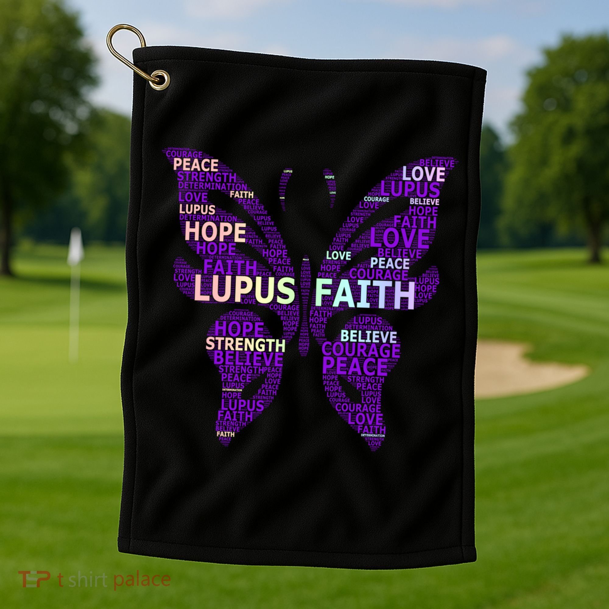 Lupus Awareness Support Strong Diva Survivor Purple Ribbon Gift Golf Towel