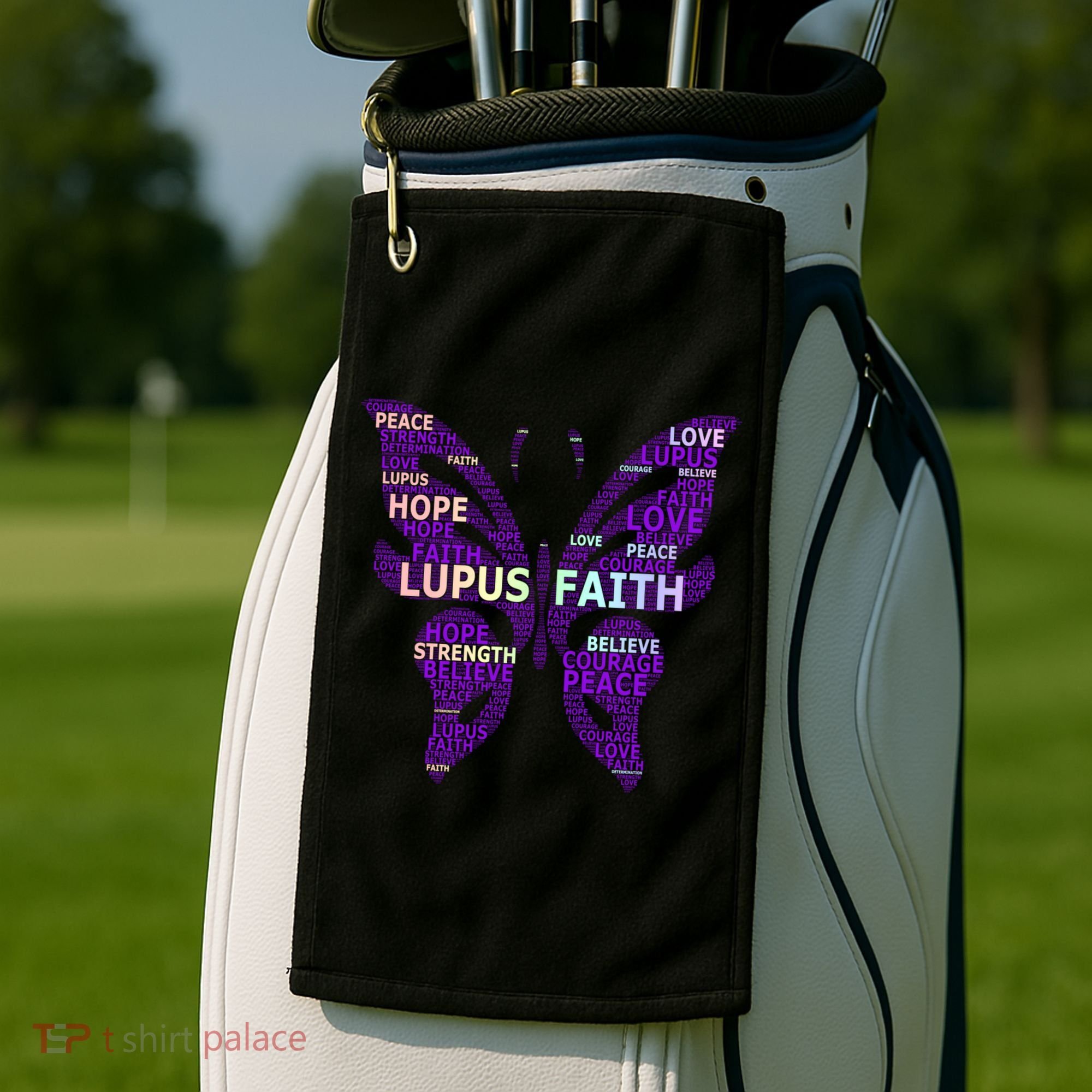 Lupus Awareness Support Strong Diva Survivor Purple Ribbon Gift Golf Towel