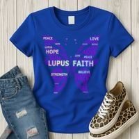 Lupus Awareness Support Strong Diva Survivor Purple Ribbon Gift Women's T-Shirt thumb 3