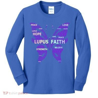 Lupus Awareness Support Strong Diva Survivor Purple Ribbon Gift Kids Long Sleeve Shirt
