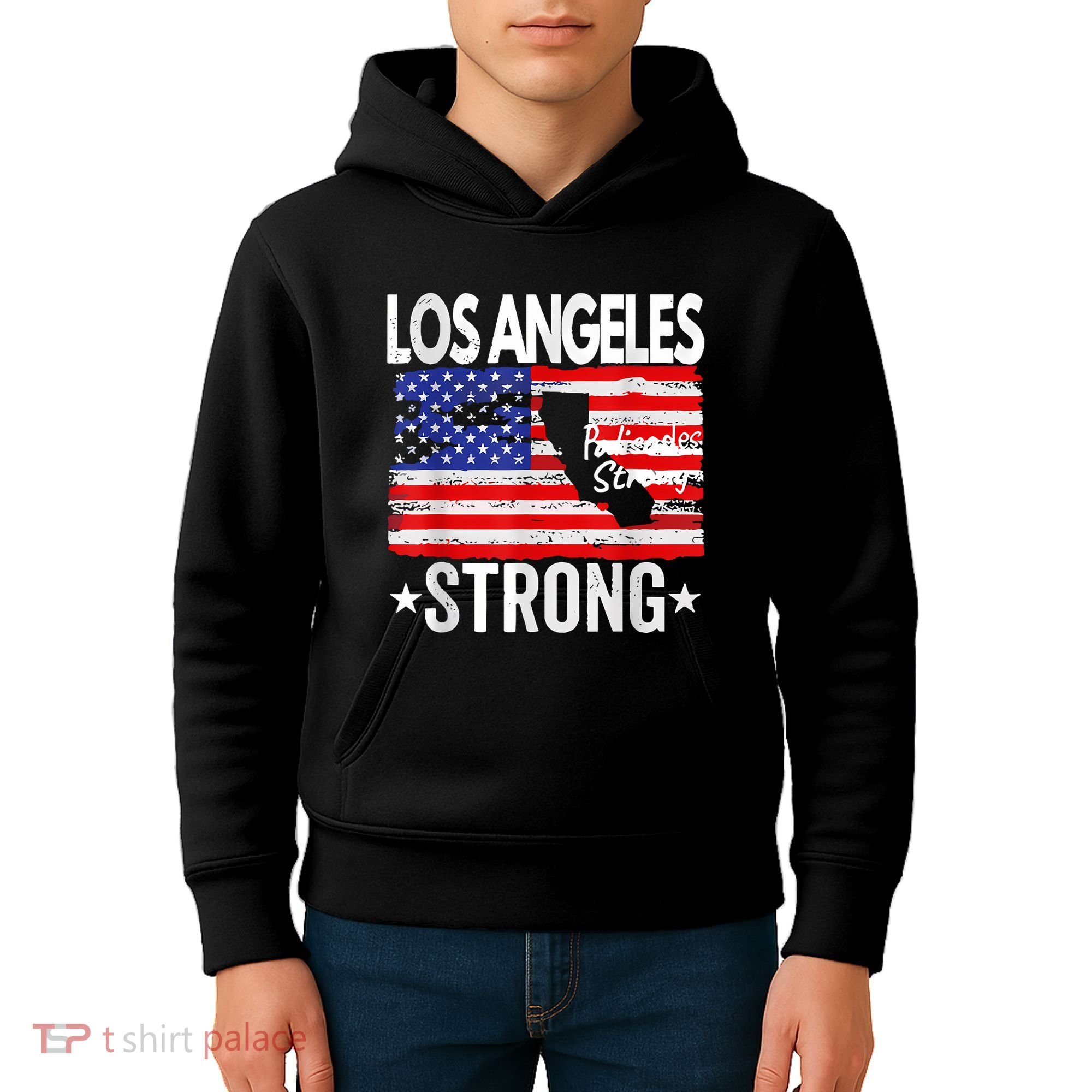 Los Angeles Strong Palisades Strong Flag Kids Hoodie