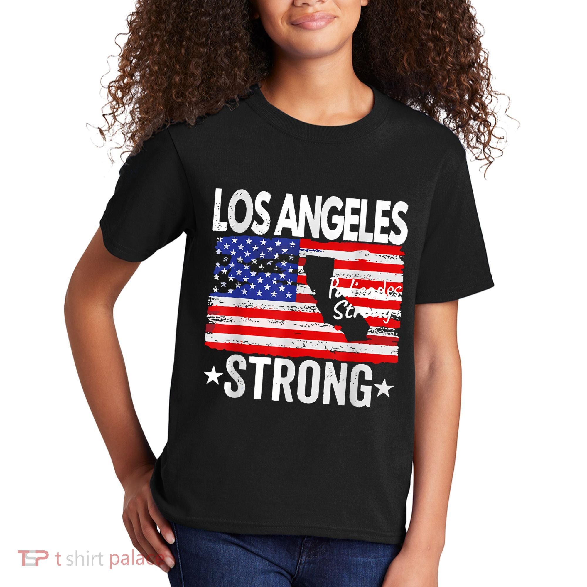 Los Angeles Strong Palisades Strong Flag Kids T-Shirt