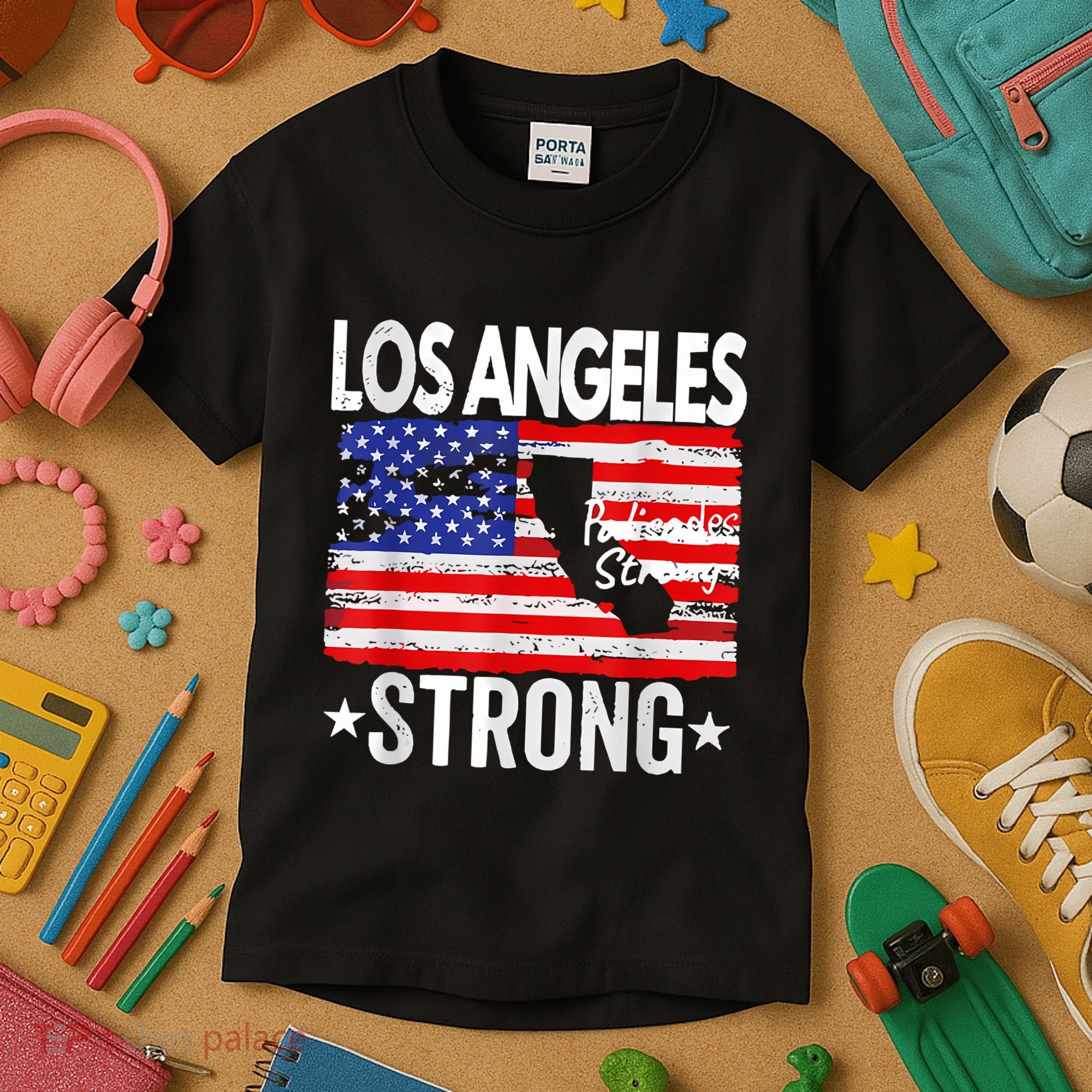 Los Angeles Strong Palisades Strong Flag Kids T-Shirt