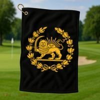 Lion And Sun Emblem Of Persia Iran Shir-o-Khoshid Golf Towel thumb 1
