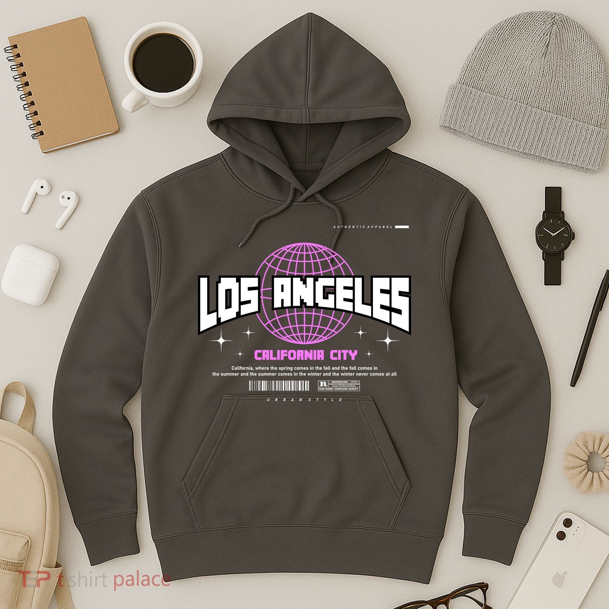 Los Angeles Slogan Retro Style Hoodie
