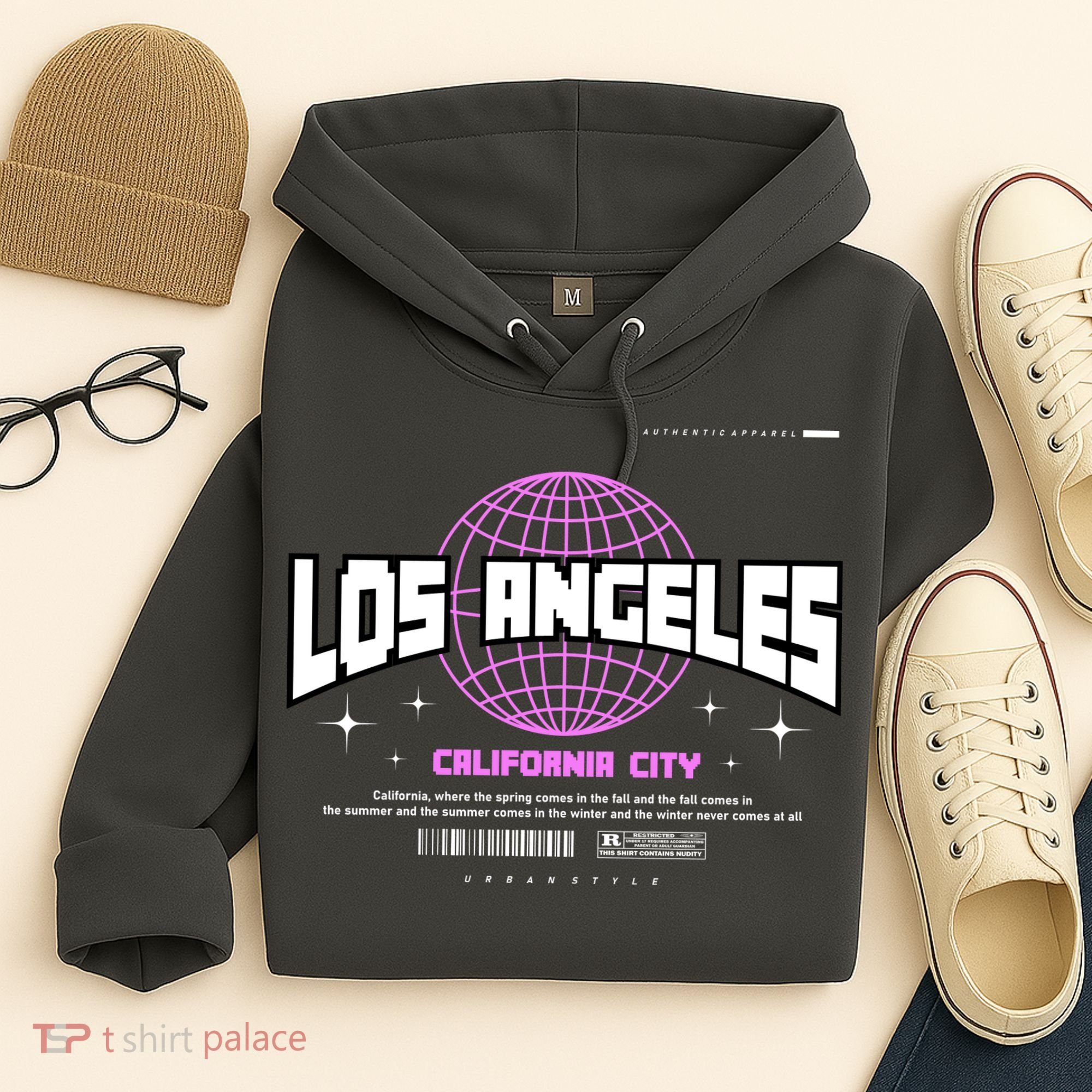 Los Angeles Slogan Retro Style Hoodie