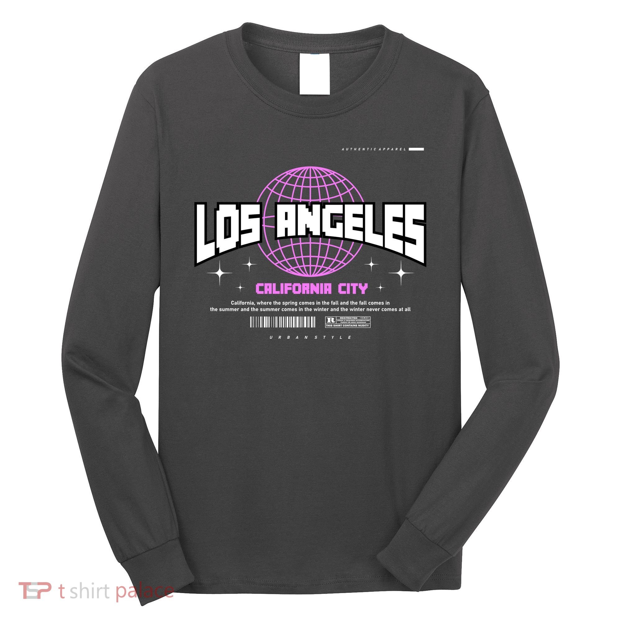 Los Angeles Slogan Retro Style Long Sleeve Shirt