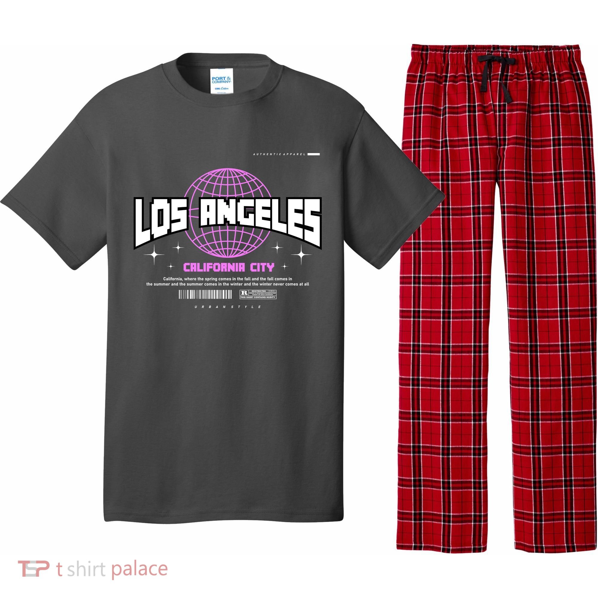 Los Angeles Slogan Retro Style Pajama Set
