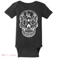 Los Angeles Sugar Skull Day Of The Dead Cinco De Mayo Baby Bodysuit thumb 0