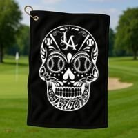 Los Angeles Sugar Skull Day Of The Dead Cinco De Mayo Golf Towel thumb 1