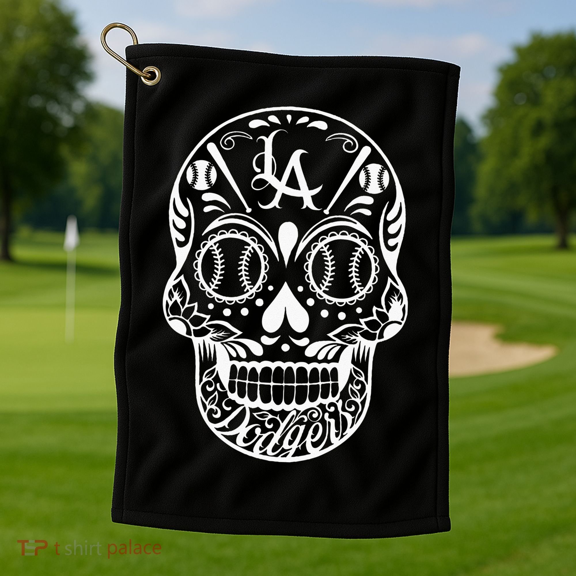 Los Angeles Sugar Skull Day Of The Dead Cinco De Mayo Golf Towel