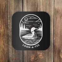 Loon A Tic Funny Common Loon Minnesota Lake Loon Coaster thumb 0