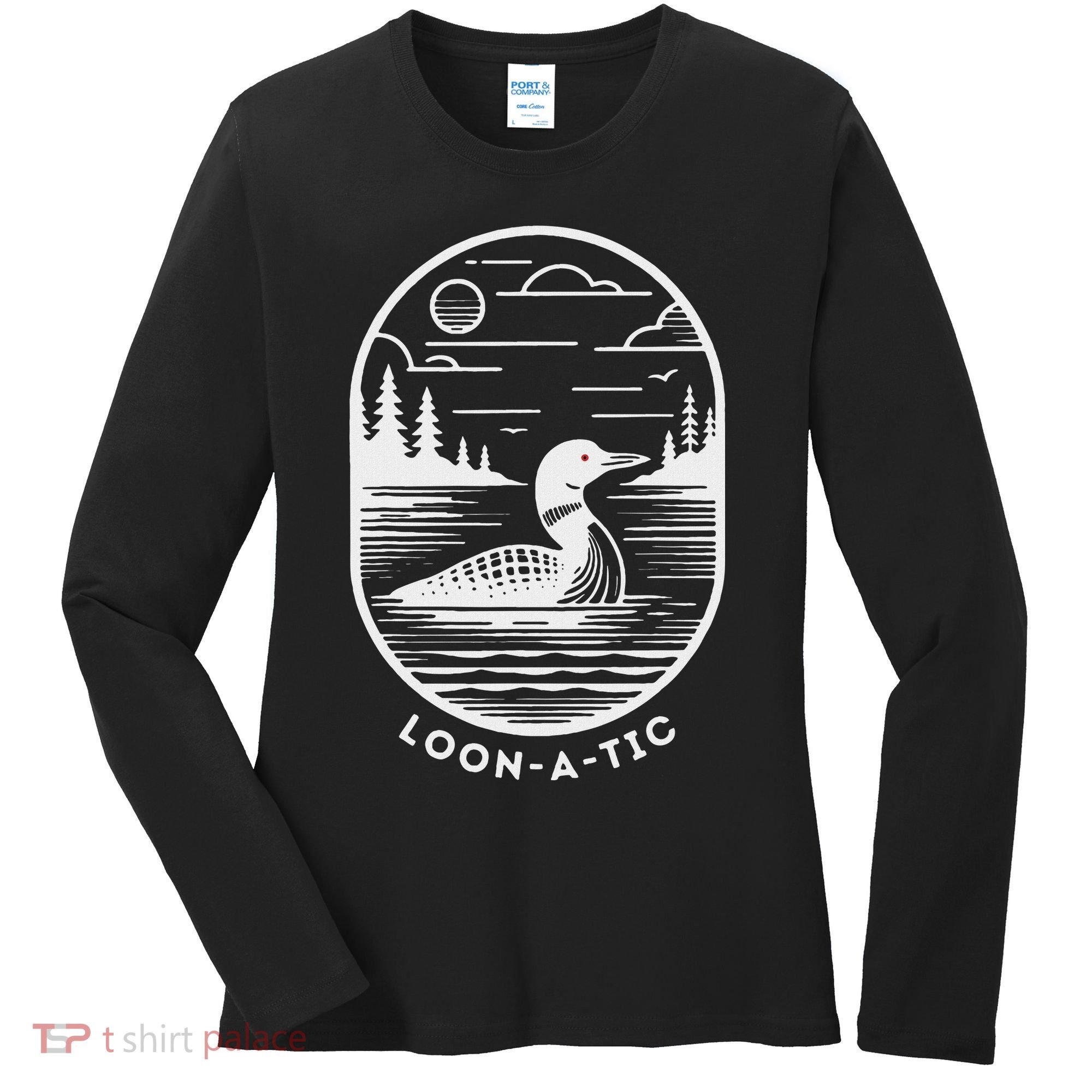 Loon A Tic Funny Common Loon Minnesota Lake Loon Women's Long Sleeve Shirt