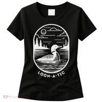 Loon A Tic Funny Common Loon Minnesota Lake Loon Women's T-Shirt thumb 0