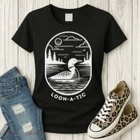 Loon A Tic Funny Common Loon Minnesota Lake Loon Women's T-Shirt thumb 3