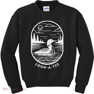 Loon A Tic Funny Common Loon Minnesota Lake Loon Kids Sweatshirt