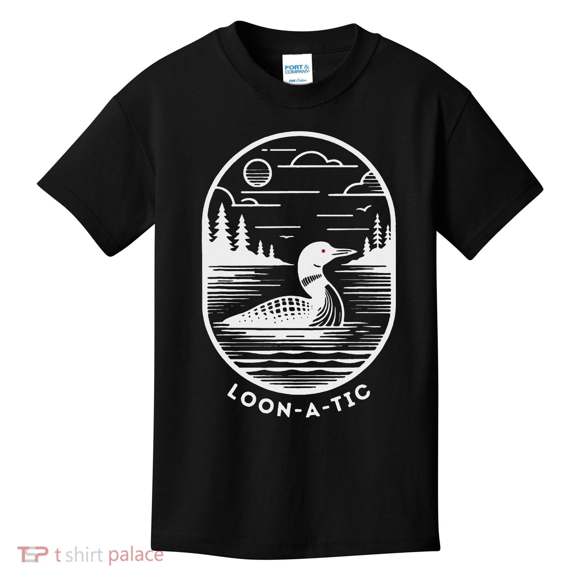 Loon A Tic Funny Common Loon Minnesota Lake Loon Kids T-Shirt