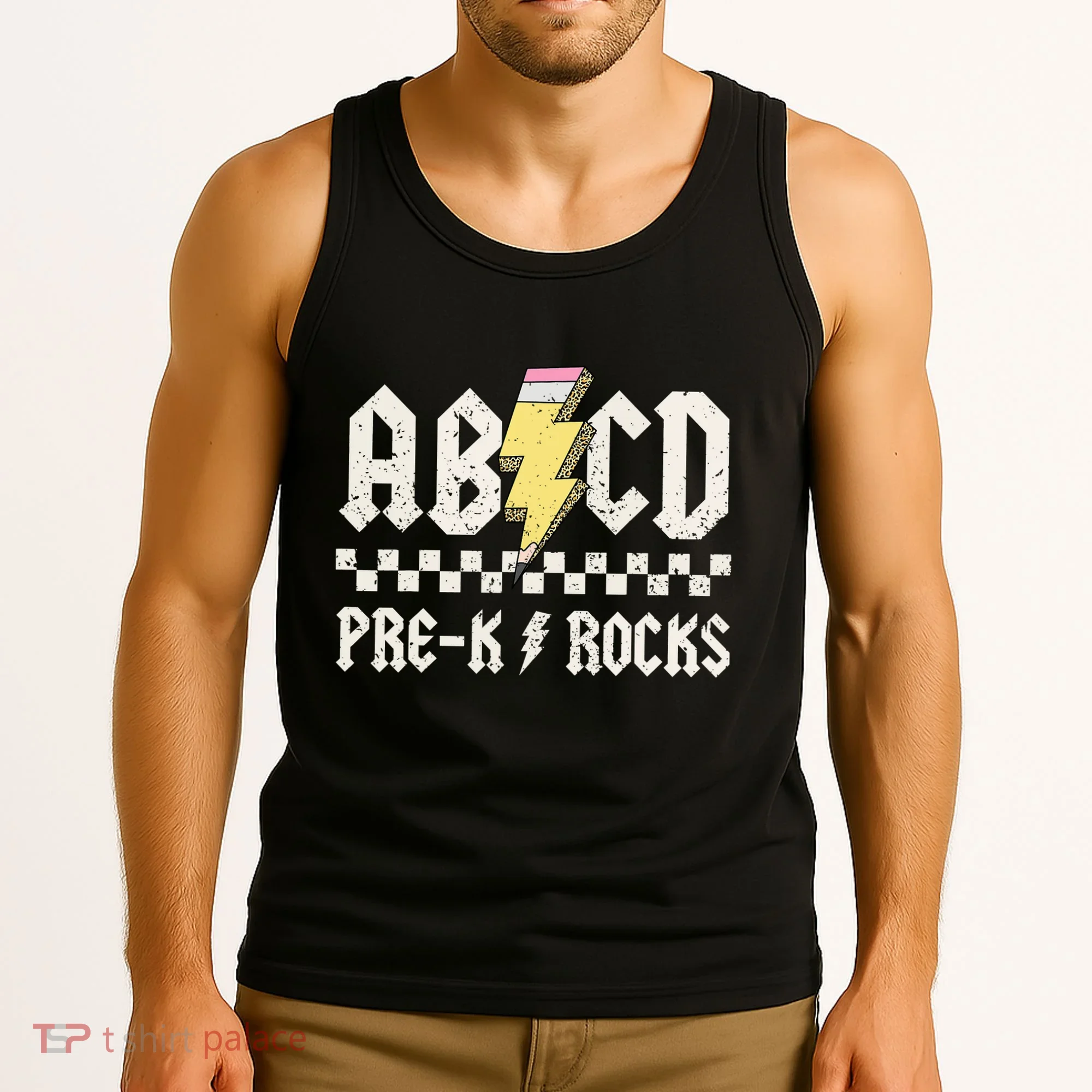 Lightning ABCD Teacher Student Pre K Rocks Back To School Tank Top