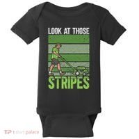 Look At Those Stripes Lawn Mowing Funny Dad Lawn Mower Baby Bodysuit thumb 0