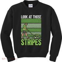 Look At Those Stripes Lawn Mowing Funny Dad Lawn Mower Kids Sweatshirt thumb 0