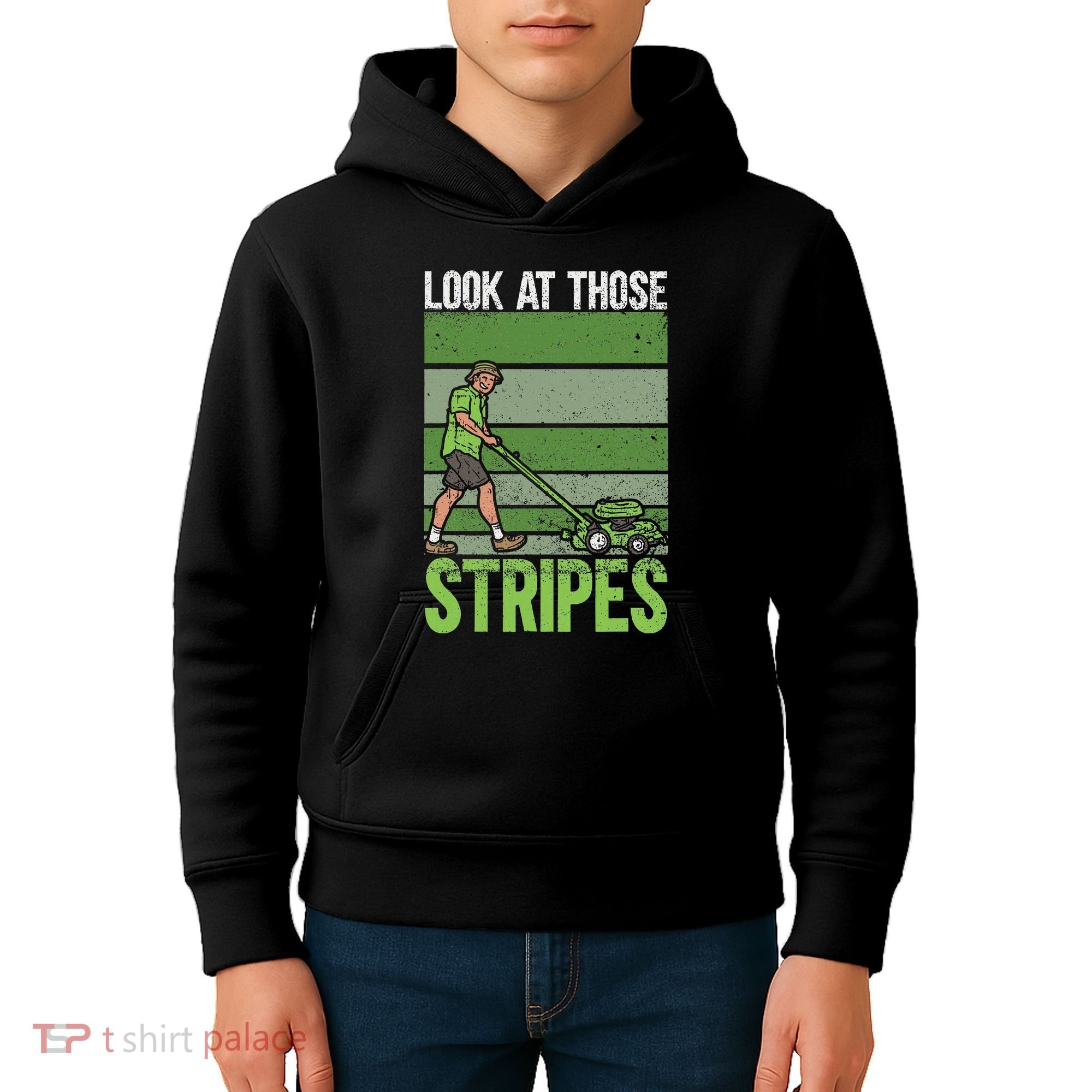 Look At Those Stripes Lawn Mowing Funny Dad Lawn Mower Kids Hoodie