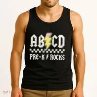Lightning ABCD Teacher Student Pre K Rocks Back To School Tank Top thumb 3