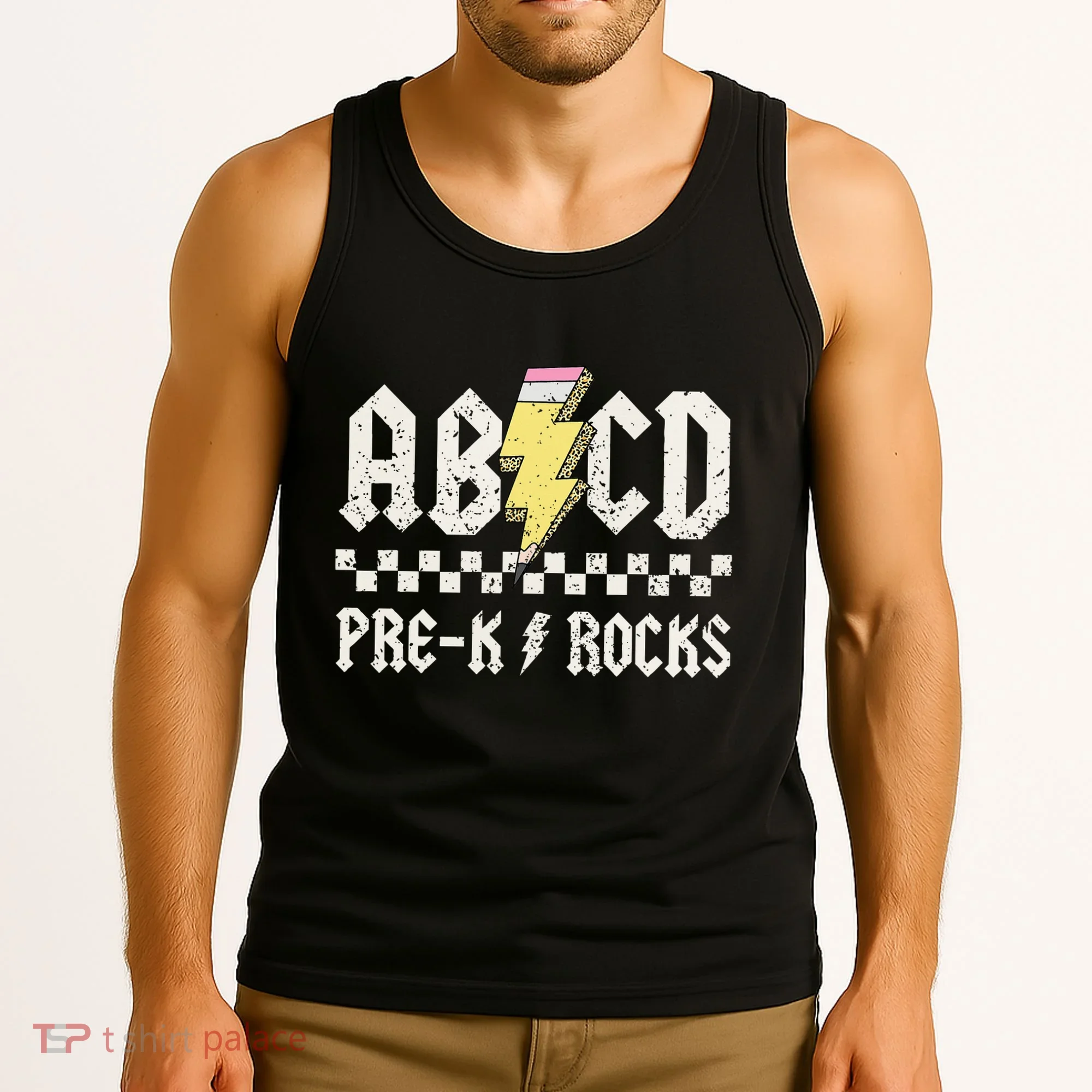 Lightning ABCD Teacher Student Pre K Rocks Back To School Tank Top