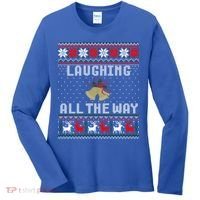 Laughing All The Way Jingle Bells Ugly Sweater Gift Women's Long Sleeve Shirt thumb 0