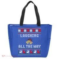 Laughing All The Way Jingle Bells Ugly Sweater Gift Tote Bag thumb 0