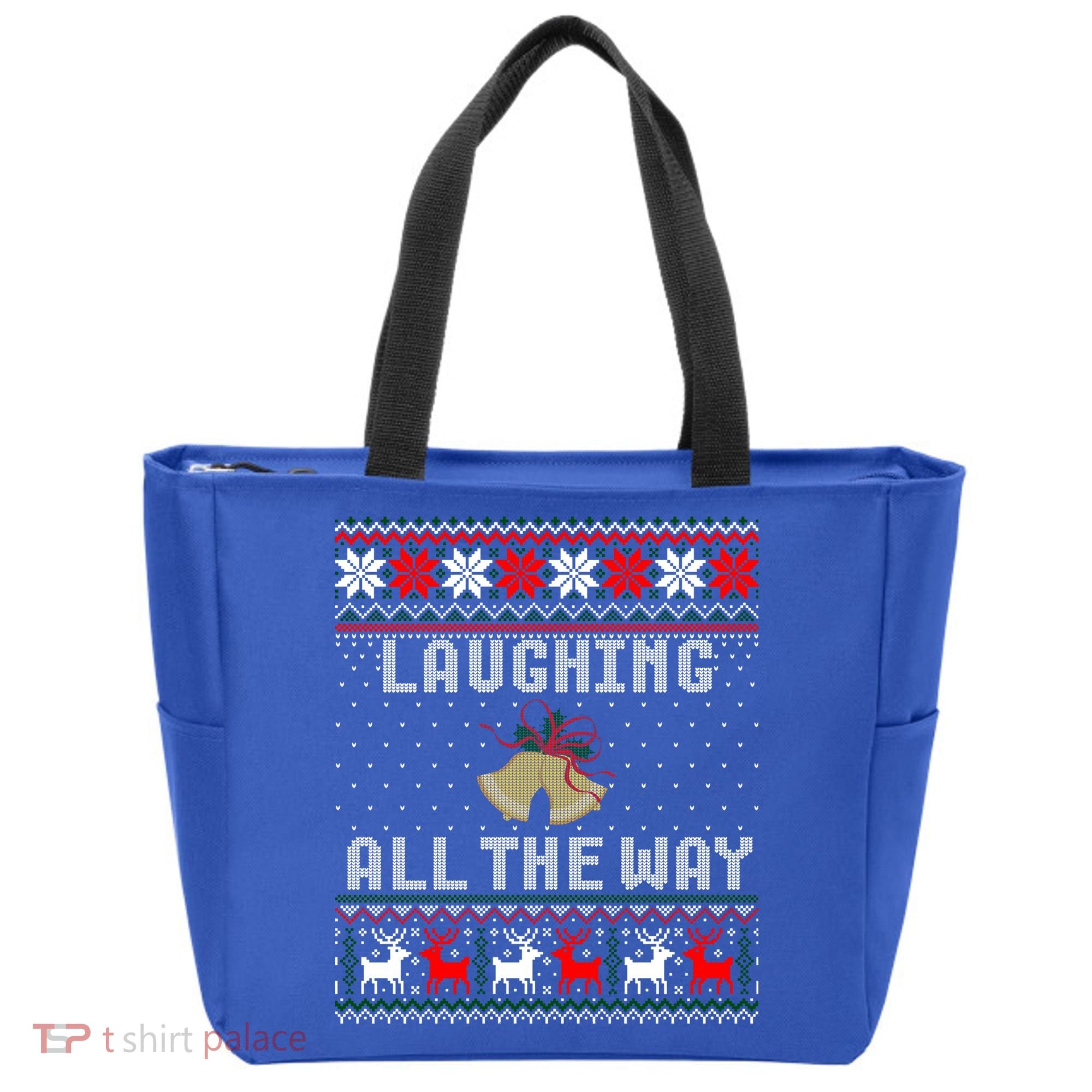 Laughing All The Way Jingle Bells Ugly Sweater Gift Tote Bag